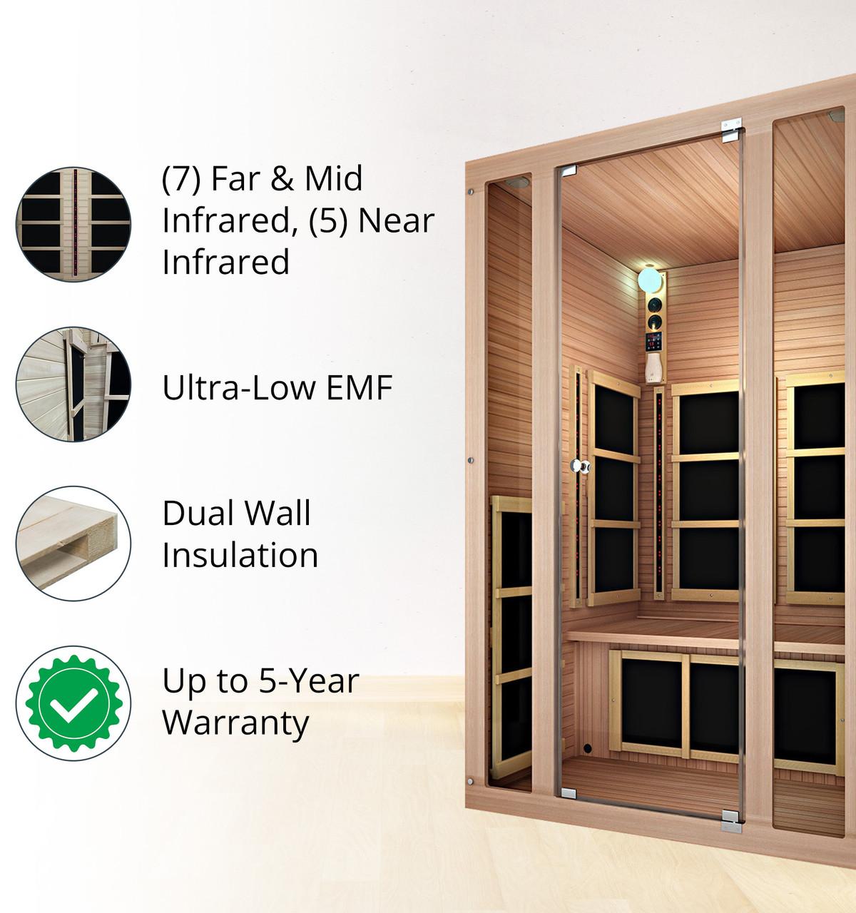 JNH Lifestyles Tosi 2-Person Full Spectrum Infrared Sauna — photo 3